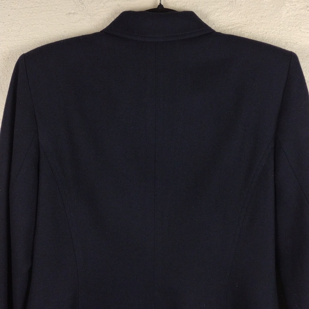 Hugo Buscati Collection Deep Blue Wool Collared Long Sleeve Zip Up Blazer Jacket - Picture 10 of 16